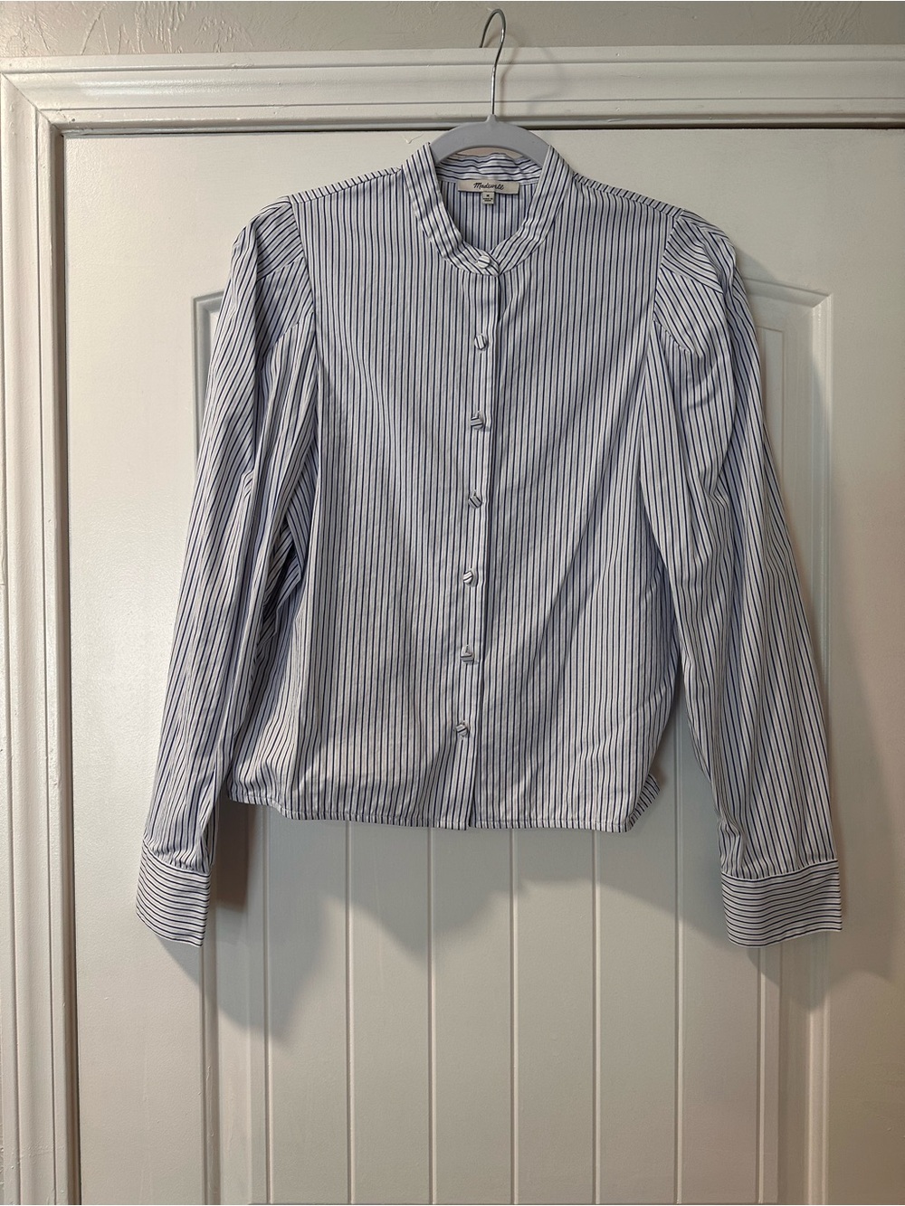 Madewell White Shirt with Blue Pinstripes poplin Button-Up